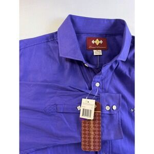 Russell Simmons Argyleculture Shirt Mens XL Purple Button Up Pockets NEW TAGS